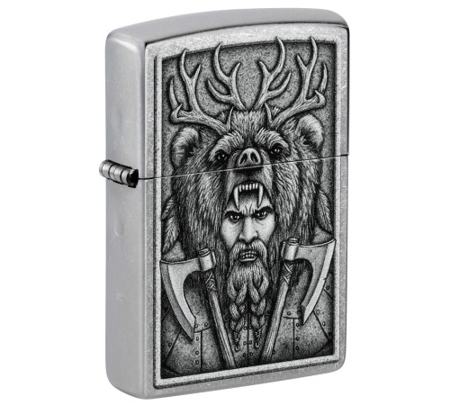 Зажигалка ZIPPO Barbarian Design с покрытием Street Chrome, латунь/сталь, серебристая, 38x13x57 мм