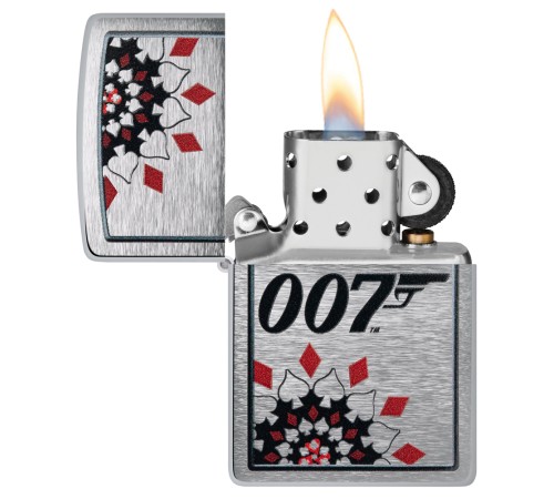 Зажигалка ZIPPO James Bond™ с покрытием Brushed Chrome, латунь/сталь, серебристая, 38x13x57 мм