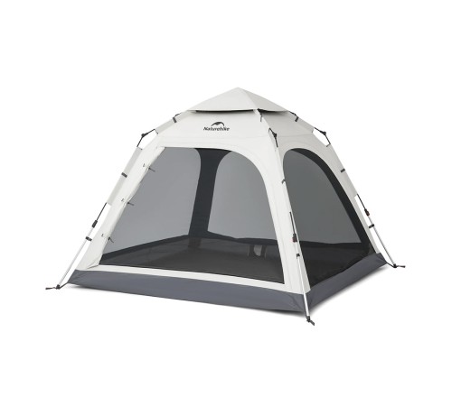 Палатка Naturehike Ango Automatic CNK2550WS010 трёхместная, большая, c навесом, светло-серая с серым