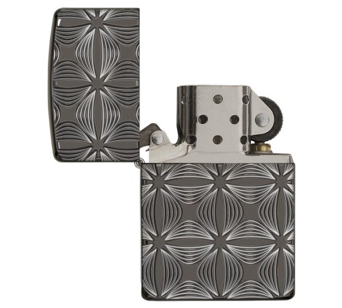 Зажигалка ZIPPO Armor® с покрытием Black Ice®, латунь/сталь, чёрная, глянцевая, 37х13x58 мм