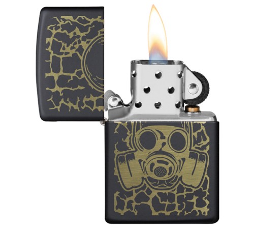 Зажигалка ZIPPO Skull Gas Mask с покрытием Black Matte, латунь/сталь, чёрная, матовая, 38x13x57 мм