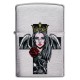Зажигалка ZIPPO Cross, Queen & Skull с покрытием Brushed Chrome, серебристая, 38x13x57 мм