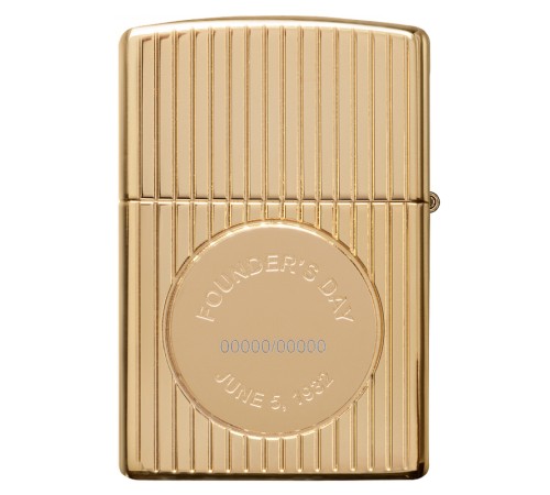 Зажигалка ZIPPO Armor® Founder's Day с покрытием Gold Plate, латунь/сталь, золотистая, 38x13x57 мм