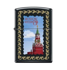 Зажигалка ZIPPO Московский кремль, с покрытием Black Matte, латунь/сталь, чёрная, 38x13x57 мм