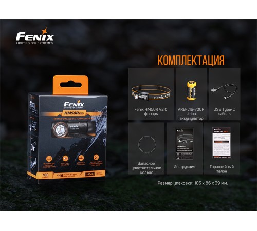 Налобный фонарь Fenix HM50R V2.0, HM50RV20