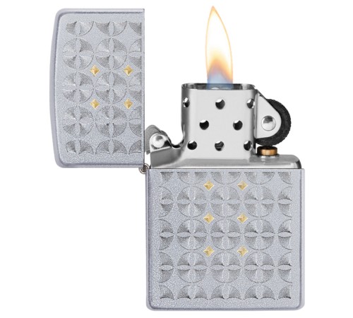 Зажигалка ZIPPO Sand Dollar Pattern с покрытием Satin Chrome, латунь/сталь, серебристая, 38x13x57 мм