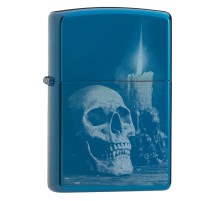 Зажигалка ZIPPO Classic с покрытием High Polish Blue, латунь/сталь, голубая, глянцевая, 36x12x56 мм