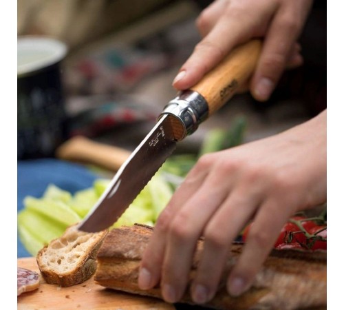Нож Opinel №12, нержавеющая сталь, рукоять из бука, серрейторная заточка, 002441