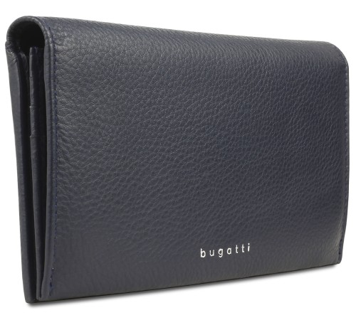Кошелёк женский BUGATTI Lady Top, тёмно-синий, натуральная воловья кожа, 19,5х2х10 см