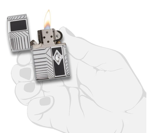 Зажигалка ZIPPO Armor® с покрытием High Polish Chrome, латунь/сталь, серебристая, 38x13x57 мм