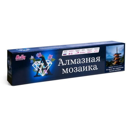 Картина мозаикой 30х30 ЯПОНСКАЯ ПАГОДА (квадр. эл-ты) (33 цвета)