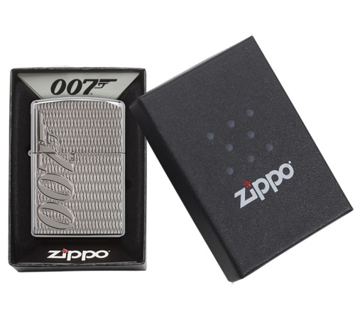 Зажигалка ZIPPO James Bond с покрытием High Polish Chrome, латунь/сталь, серебристая, 38x13x57 мм