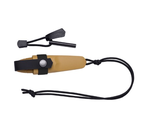 Нож Morakniv Eldris, нержавеющая сталь, цвет желтый, ножны, шнурок, огниво, 13523