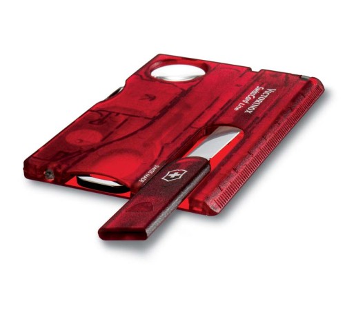 Швейцарская карточка VICTORINOX SwissCard Classic, 10 функций, полупрозрачная красная