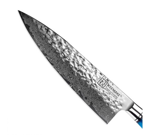 Нож шеф-повара из дамасской стали Keemake 8 Inch Chef Knife 67, синий + бежевый