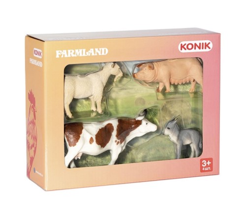 Фигурка KONIK набор животных фермы: козел, овца, осел, корова