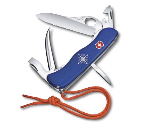 Нож перочинный VICTORINOX Skipper Pro, 111 мм, 12 функций, с фиксатором лезвия, со шнурком, синий