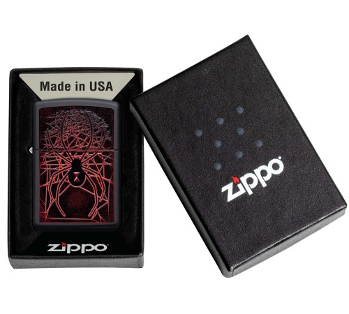 Зажигалка ZIPPO Spider Design с покрытием Black Matte, латунь/сталь, чёрная, матовая, 38x13x57 мм
