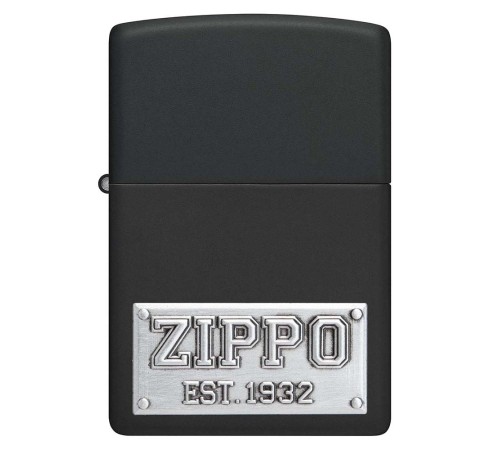 Зажигалка ZIPPO License Plate с покрытием Black Matte, латунь/сталь, черная, 38x13x57 мм