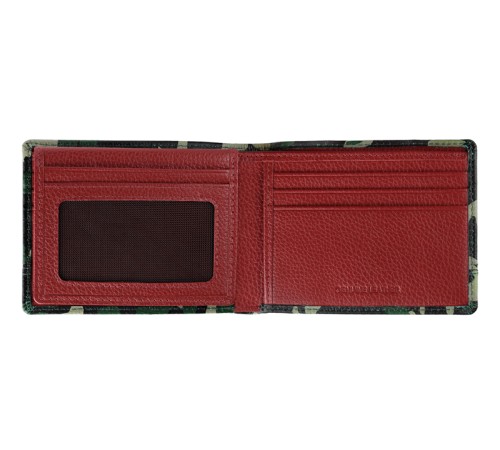 Портмоне ZIPPO, зелёно-чёрный камуфляж, натуральная кожа, 11,2×2×8,2 см