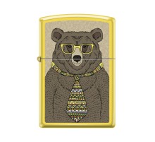 Зажигалка ZIPPO Медведь c с покрытием Lemon™, латунь/сталь, жёлтая, матовая, 38x13x57 мм