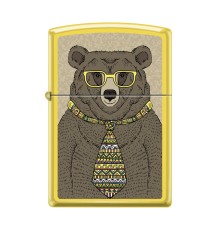 Зажигалка ZIPPO Медведь c с покрытием Lemon™, латунь/сталь, жёлтая, матовая, 38x13x57 мм