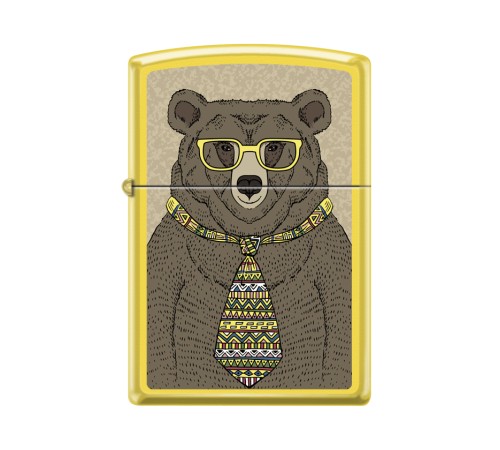 Зажигалка ZIPPO Медведь c с покрытием Lemon™, латунь/сталь, жёлтая, матовая, 38x13x57 мм