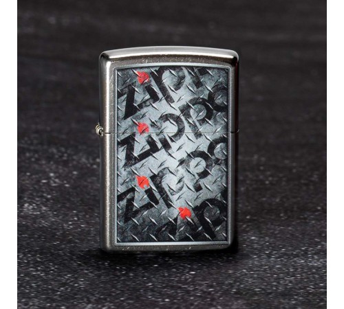 Зажигалка ZIPPO Diamond с покрытием Street Chrome™, латунь/сталь, серебристая, матовая, 38x13x57 мм