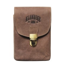 Сумка на пояс KLONDIKE «Bobby», натуральная кожа в светло-коричневом цвете, 12 х 17 х 5,5 см