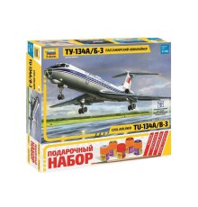 Сборная модель ZVEZDA Пассажирский авиалайнер Ту-134А/Б-3, подарочный набор, 1/144