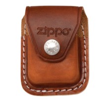 Чехол Zippo для зажигалки, кожа, с металлическим фиксатором на ремень, коричневый, 57х30x75 мм