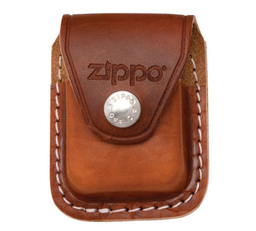 Чехол Zippo для зажигалки, кожа, с металлическим фиксатором на ремень, коричневый, 57х30x75 мм
