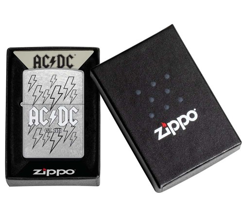 Зажигалка ZIPPO AC/DC с покрытием Street Chrome, латунь/сталь, серебристая, 38x13x57 мм