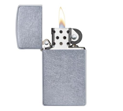 Зажигалка ZIPPO Slim® с покрытием Street Chrome™, латунь/сталь, серебристая, матовая, 29x10x60 мм