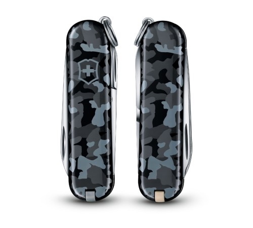 Нож-брелок VICTORINOX Classic SD Navy Camouflage, 58 мм, 7 функций, серо-синий камуфляж