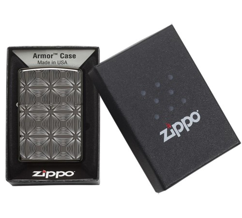 Зажигалка ZIPPO Armor® с покрытием Black Ice®, латунь/сталь, чёрная, глянцевая, 37х13x58 мм