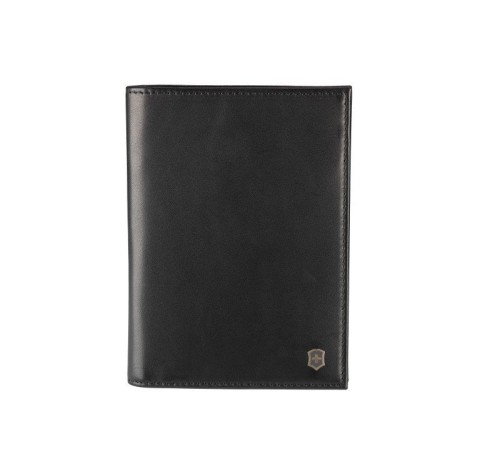 Обложка для паспорта VICTORINOX Altius Edge Leibnitz с защитой RFID, чёрная, кожа наппа, 11x2x15 см