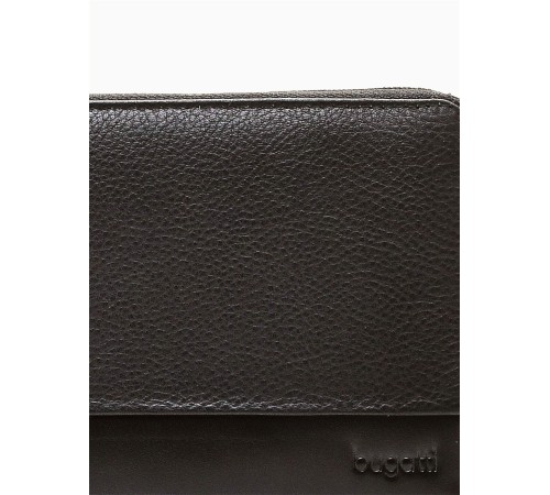 Кошелёк BUGATTI Atlanta, на молнии, чёрный, натуральная воловья кожа, 19,5х2,5х10,5 см