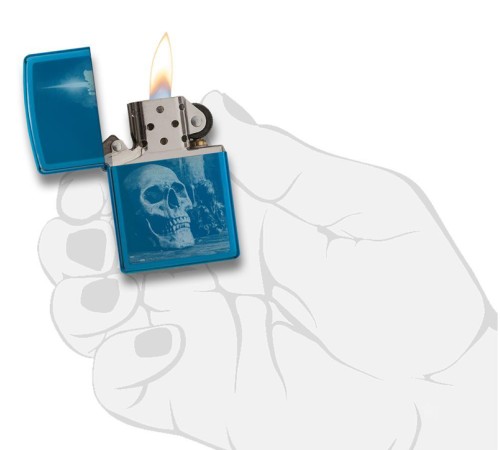 Зажигалка ZIPPO Classic с покрытием High Polish Blue, латунь/сталь, голубая, глянцевая, 36x12x56 мм