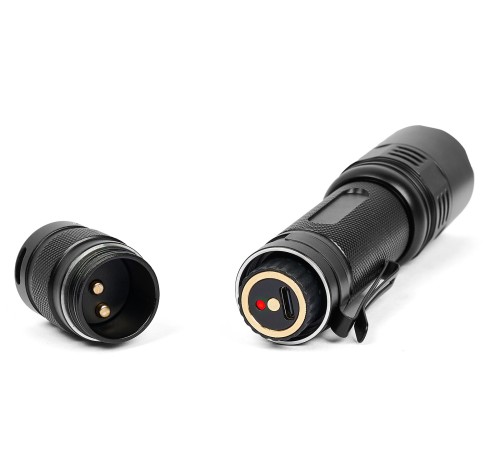 Ручной фонарь SKYWOODS TACTIC, 1800 люмен, USB-Type C, холодный свет, IP67