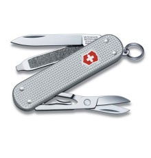 Нож-брелок VICTORINOX Classic Alox, 58 мм, 5 функций, алюминиевая рукоять, серебристый