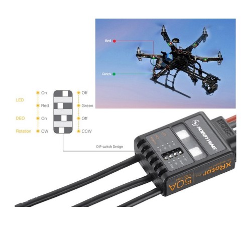 Бесколлекторный регулятор Hobbywing XRotor Pro-50A--Dual Pack (50A-70A, Copter)