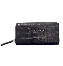 Кошелёк Cross Bebe Coco, кожа наппа фактурная, цвет чёрный/розовый, 18,8 х 10,2 х 1,5 см