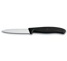 Нож для овощей VICTORINOX SwissClassic, лезвие 8 см с волнистой заточкой, чёрный