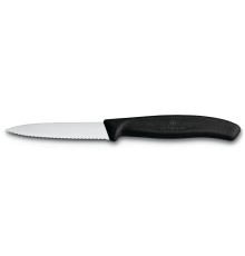 Нож для овощей VICTORINOX SwissClassic, лезвие 8 см с волнистой заточкой, чёрный