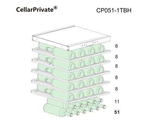 Винный шкаф Cellar Private встраиваемый, однокамерный CP051-1TBH