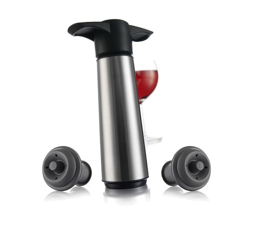 Вакуумный насос для вина Vacu Vin Stainless Steel + 2 пробки (подарочная упаковка)