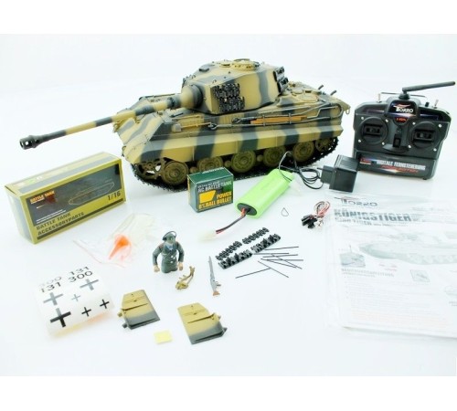 Р/У танк Torro King Tiger (башня Henschel) 1/16 2.4G, ВВ-пушка, деревянная коробка