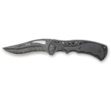 Нож складной Stinger, 90 мм (серебр.-черн.), рукоять: сталь/пластик (черн.),с клипом,коробка картон