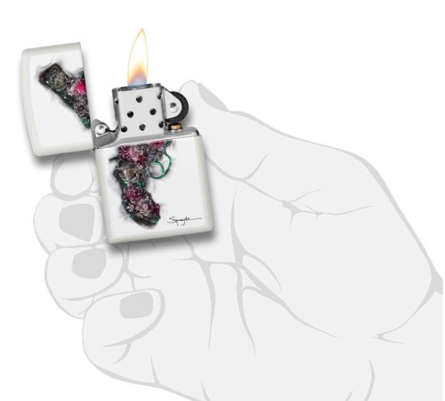 Зажигалка ZIPPO Spazuk с покрытием White Matte, латунь/сталь, белая, матовая, 38x13x57 мм